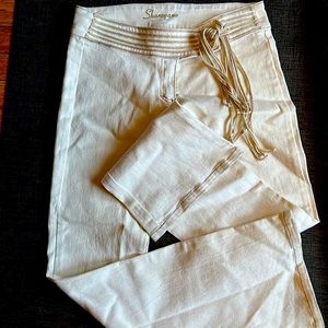 Sharagano Tie Waist Off White Wider Bottom Boot Cut Jeans.  Excellent condition